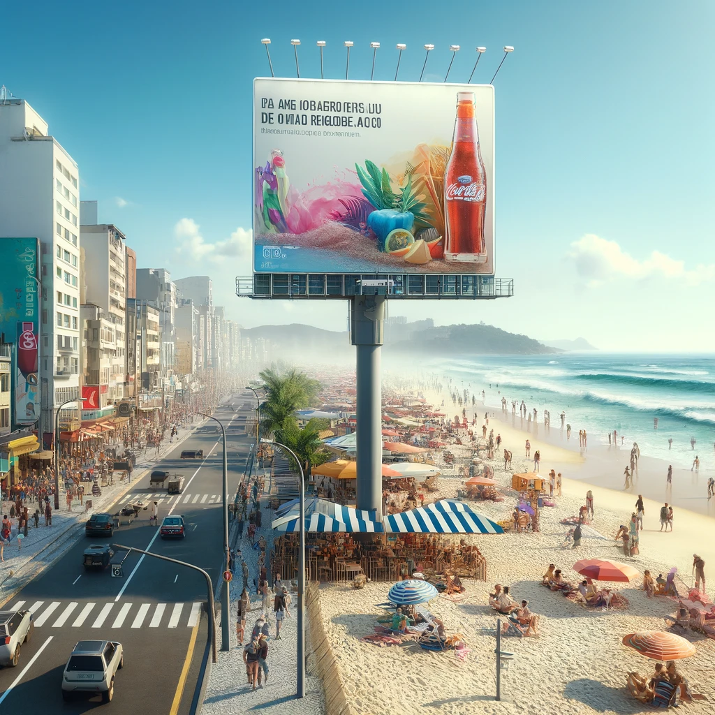 Outdoor atraente na frente da praia de Praia Grande, São Paulo, destacando-se para os frequentadores da praia.