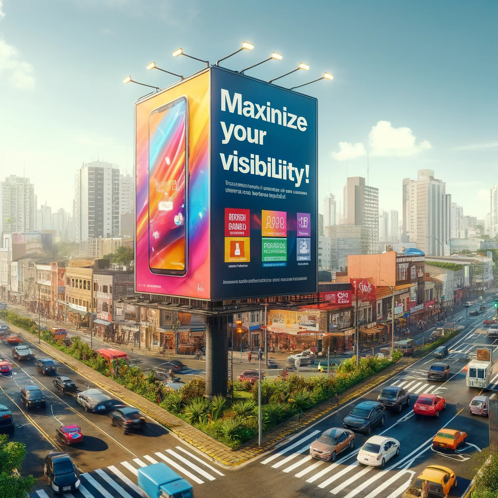 Outdoor com anúncio vibrante em uma rua movimentada de Indaiatuba, São Paulo, mostrando a eficácia da publicidade exterior