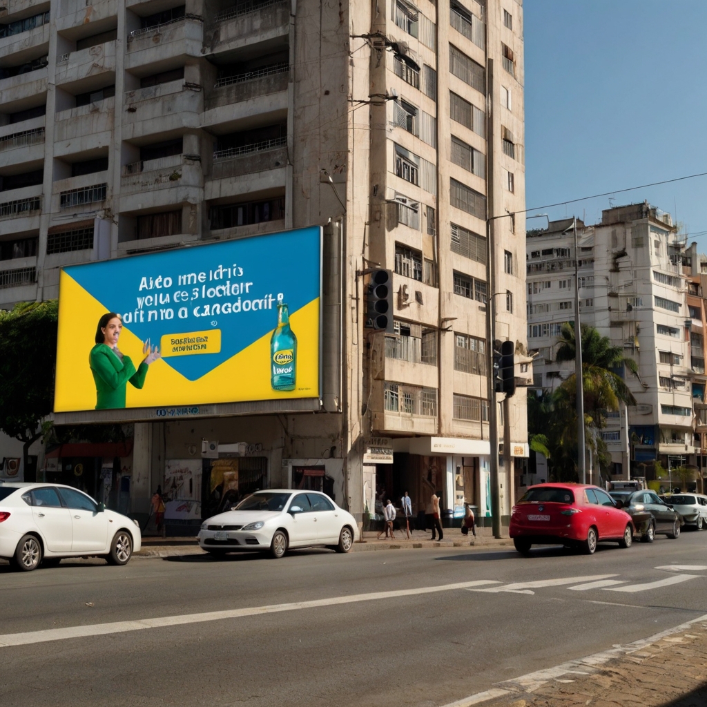 Outdoor em Marília exibindo anúncio de uma marca local em avenida movimentada.