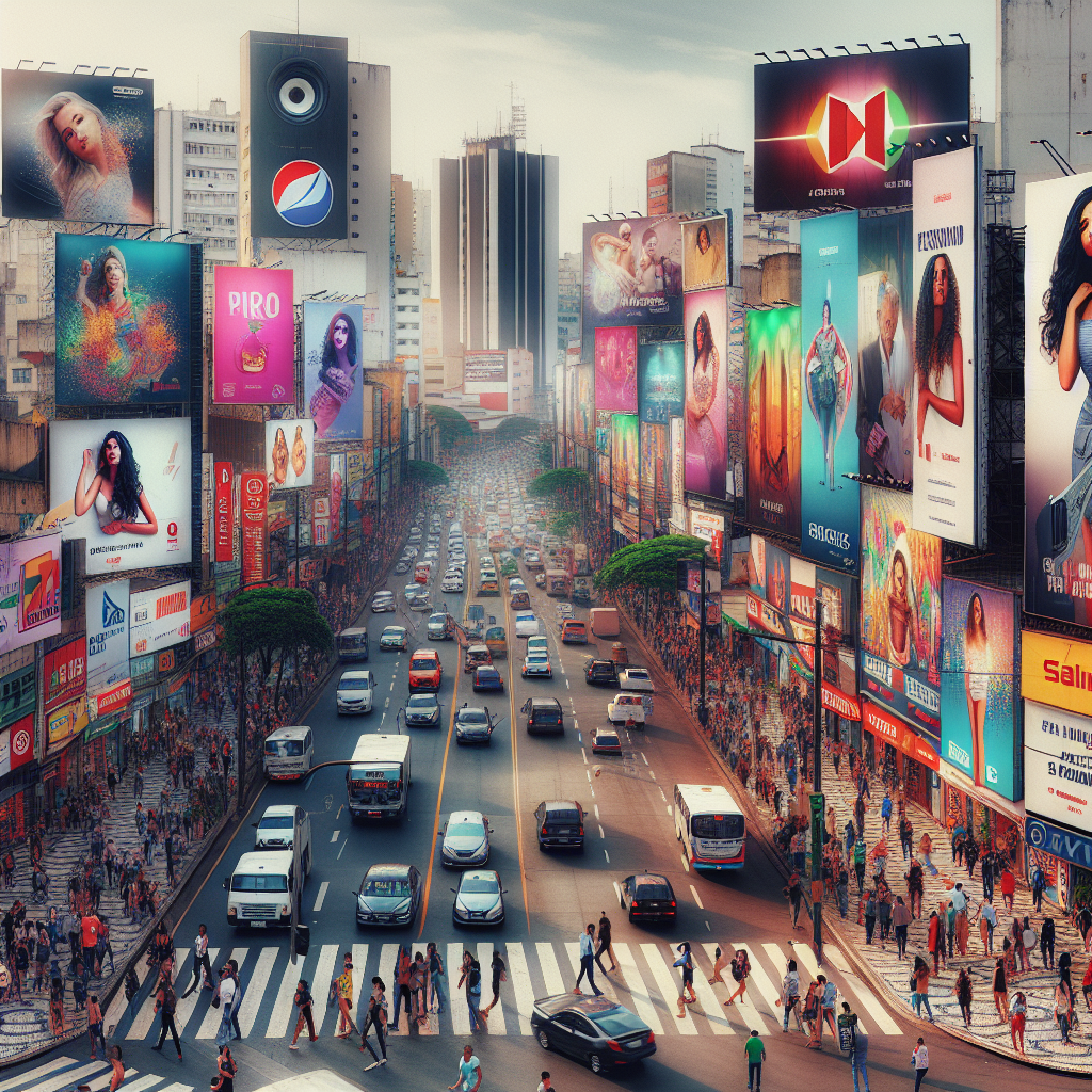 Ilustração de anúncios outdoor em Araçatuba, São Paulo