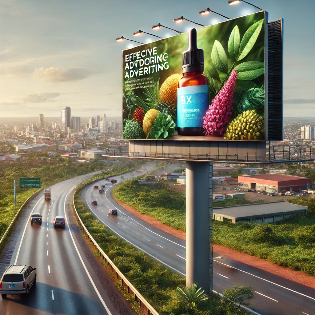 Outdoor publicitário em formato 9x3 em Pirassununga, Brasil, situado em uma rodovia movimentada, com um design moderno e um fundo de vegetação e cidade.