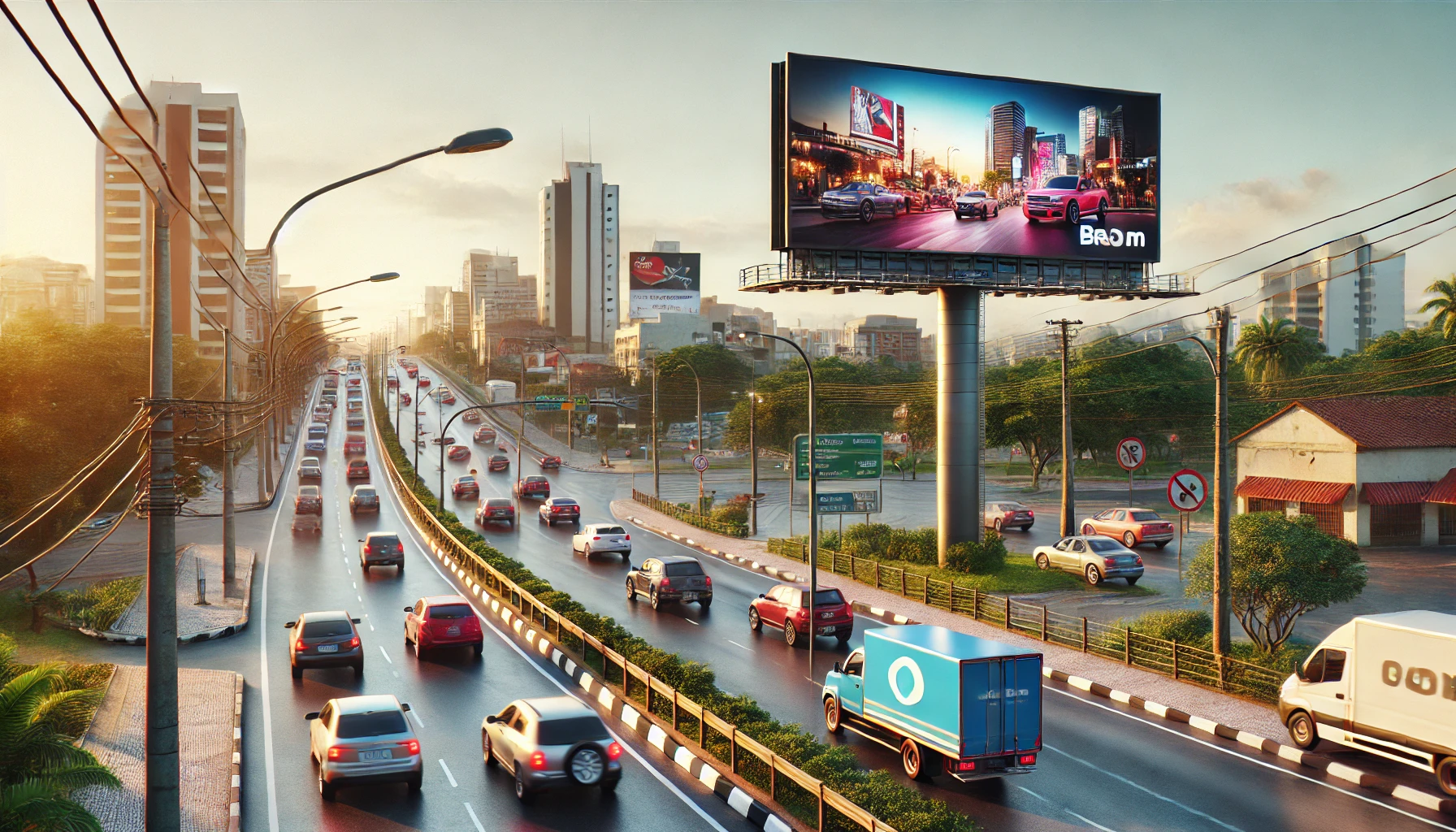 Outdoor de 9x3 metros em Fernandópolis, posicionado estrategicamente para alta visibilidade.