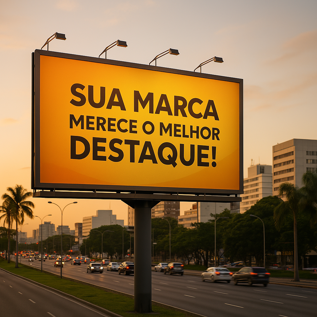 Outdoor publicitário em via movimentada de São Luís, impactando motoristas e pedestres.