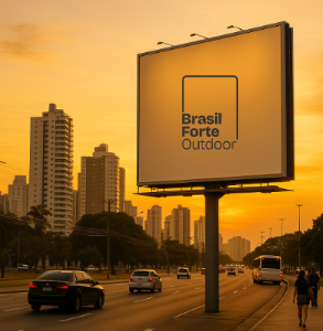 Painel publicitário iluminado em região central de Vitória.
