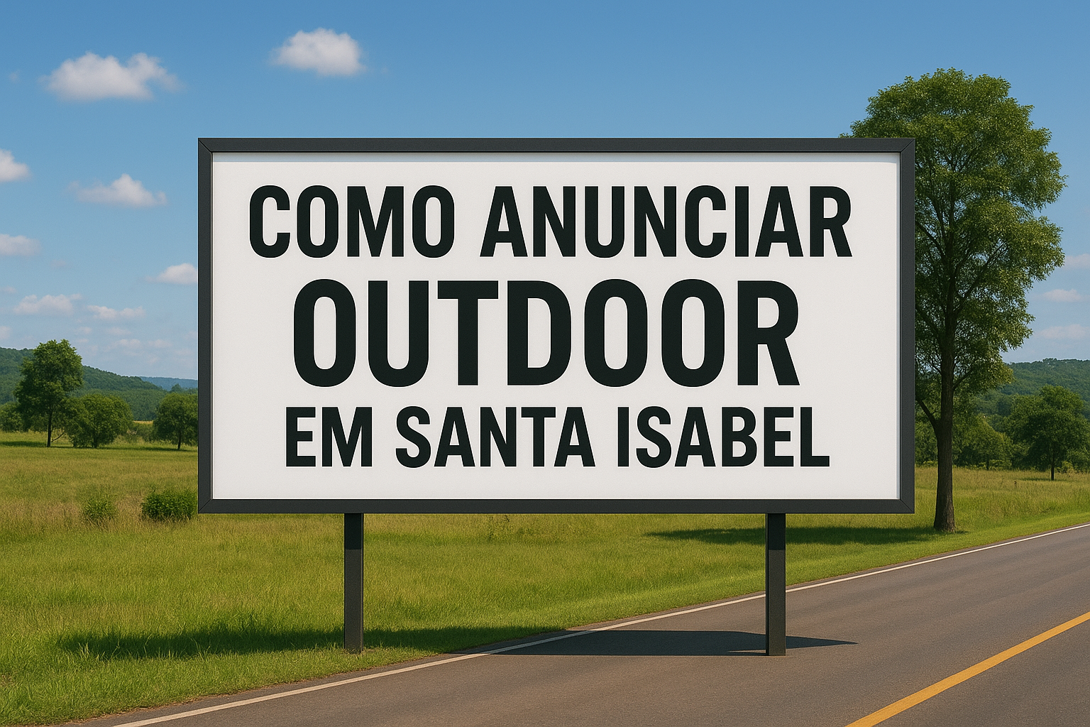 Outdoor em Santa Isabel (SP) destacando publicidade local para atrair moradores e visitantes.