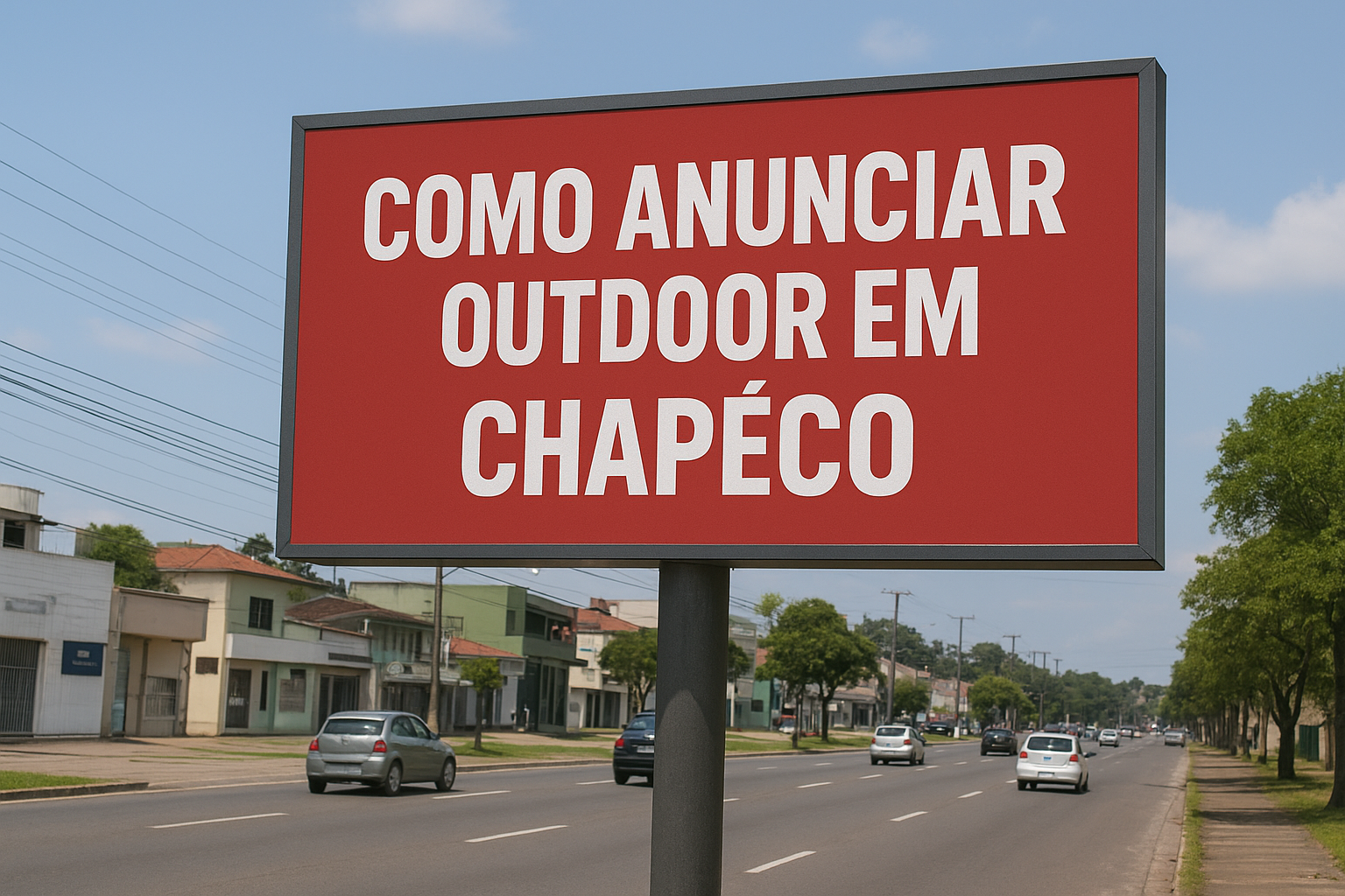 Outdoor em Chapecó, Santa Catarina, instalado em ponto estratégico da cidade, ideal para campanhas de grande impacto visual.