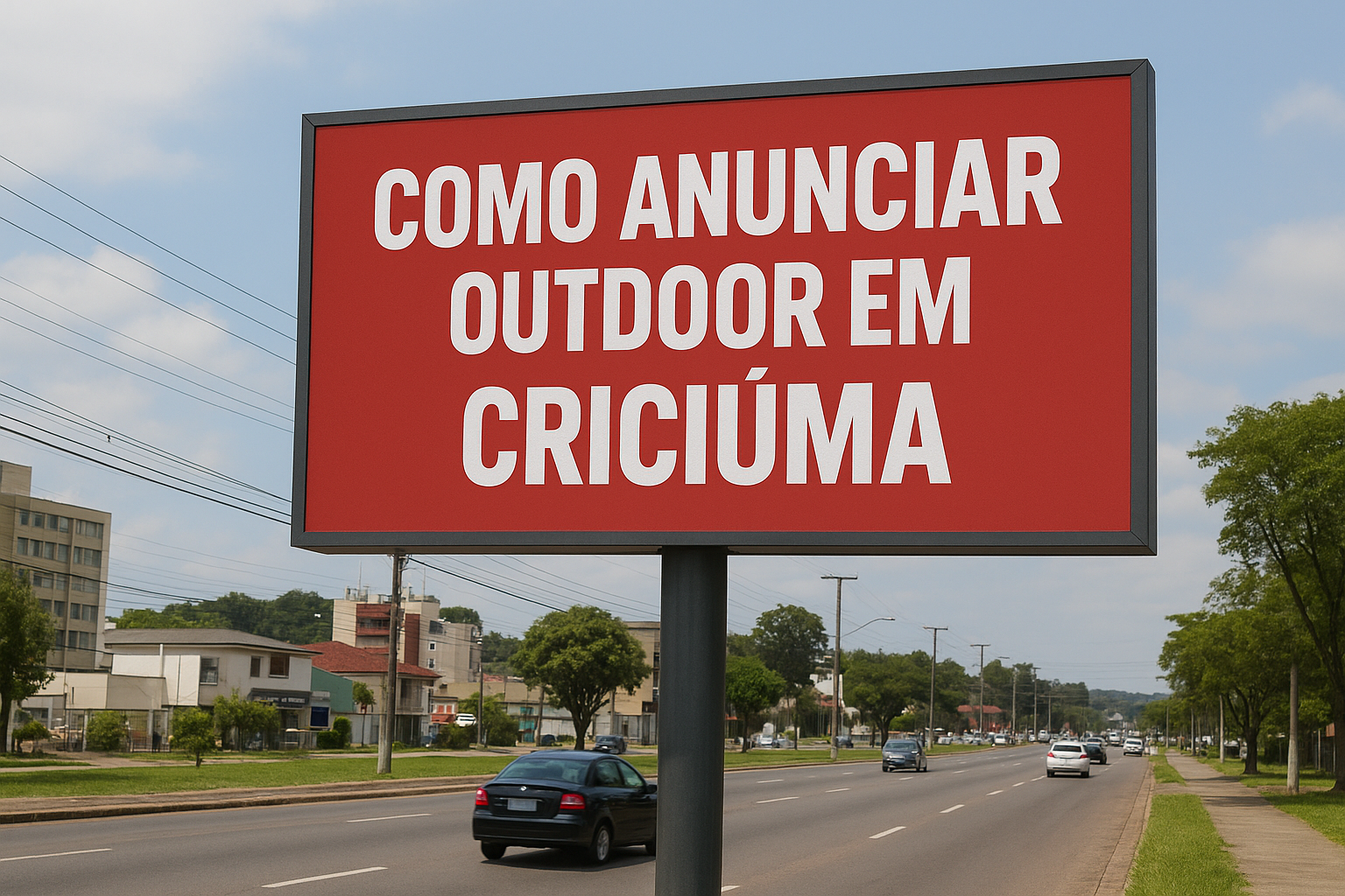 Outdoor em Criciúma, Santa Catarina, posicionado em via movimentada, oferecendo grande visibilidade para campanhas de publicidade.