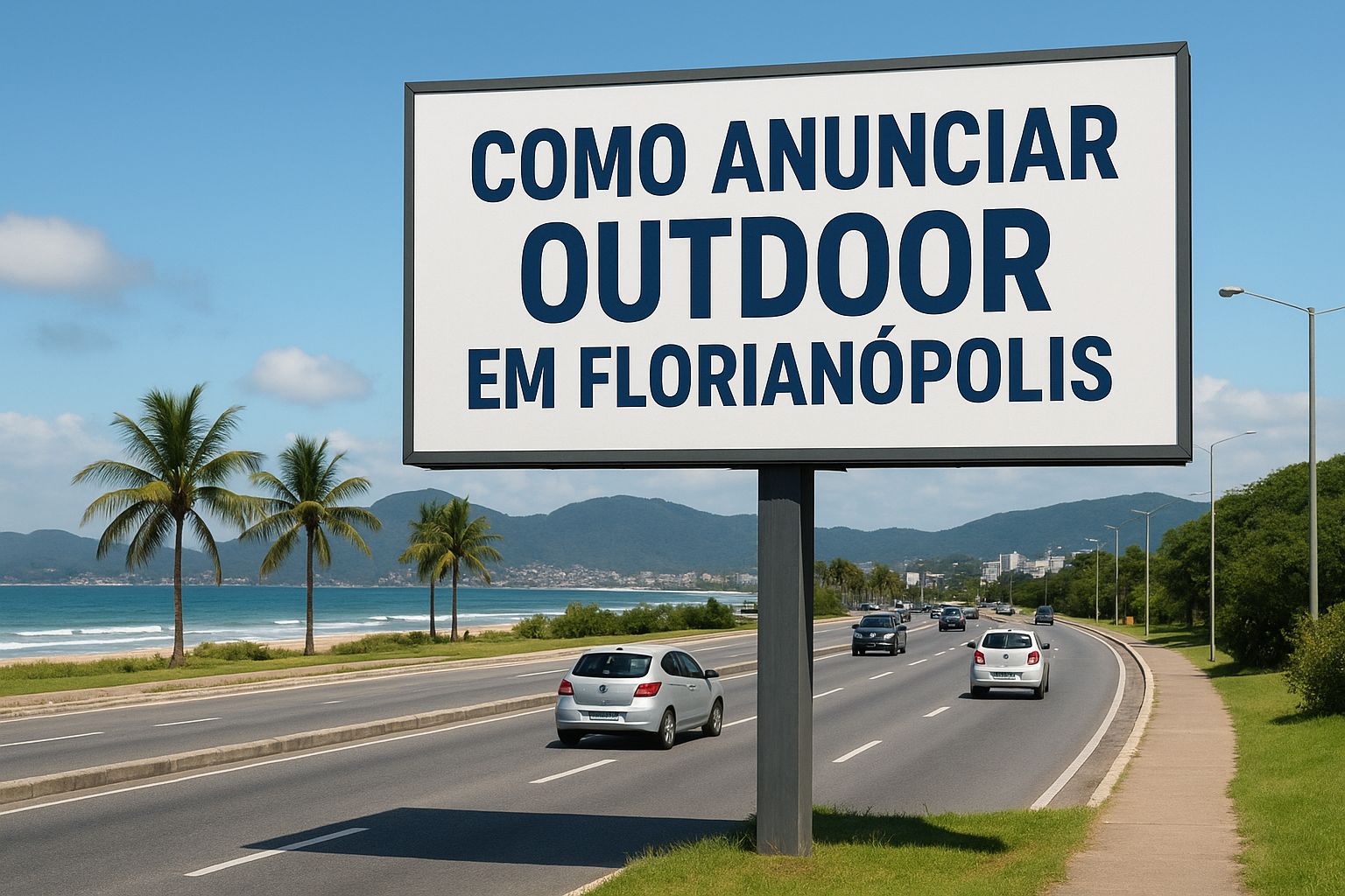Outdoor em Florianópolis, Santa Catarina, instalado em via estratégica próxima às áreas turísticas, com grande potencial de alcance entre moradores e visitantes que frequentam as belas praias da capital.