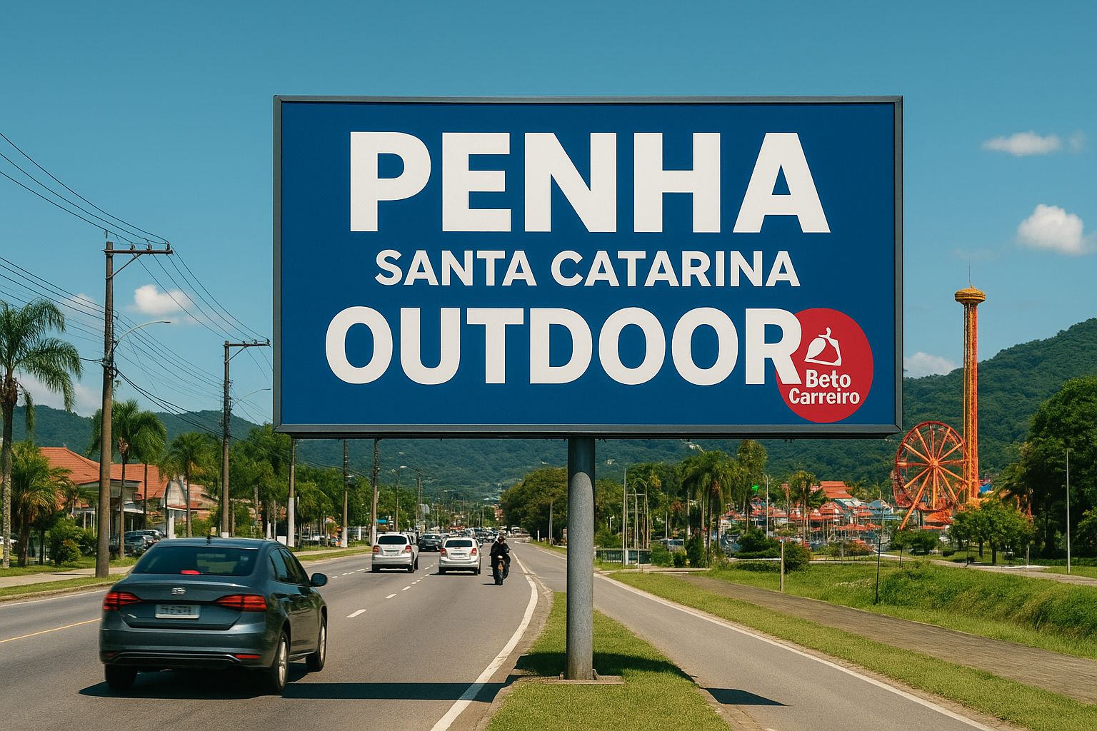 Outdoor em Penha-SC localizado em área turística e de grande fluxo, ideal para campanhas de marketing e divulgação de marcas